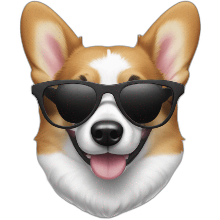 black and white corgi wearing sunglasses emoji