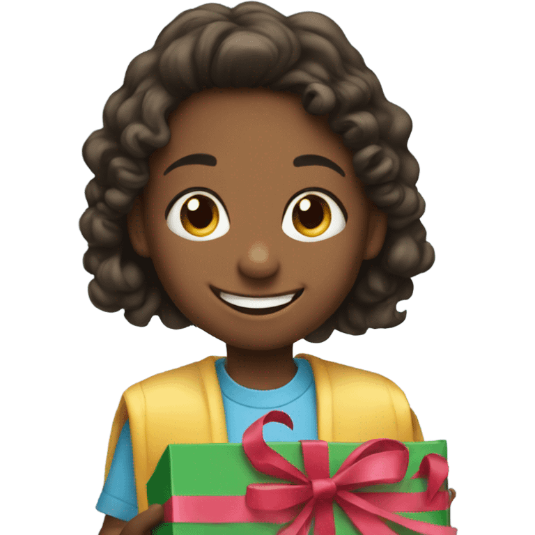 Smiling children opening presents emoji