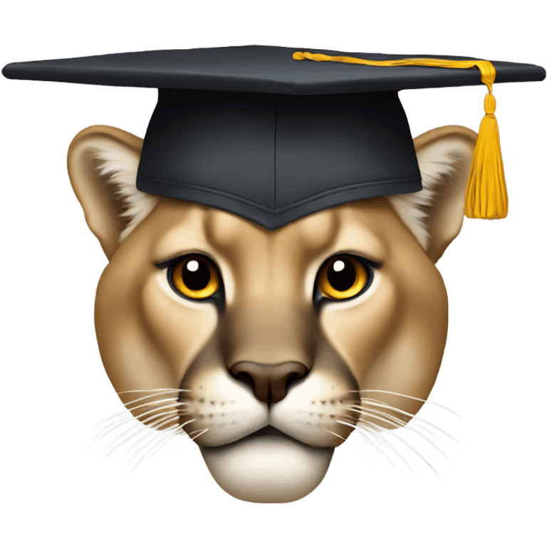 cougar with graduation hat on emoji