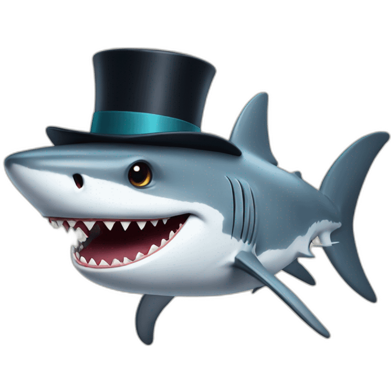 Shark with a top hat emoji