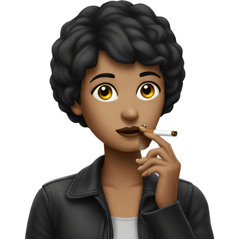 Dark haired girl smoking a cigarette  emoji