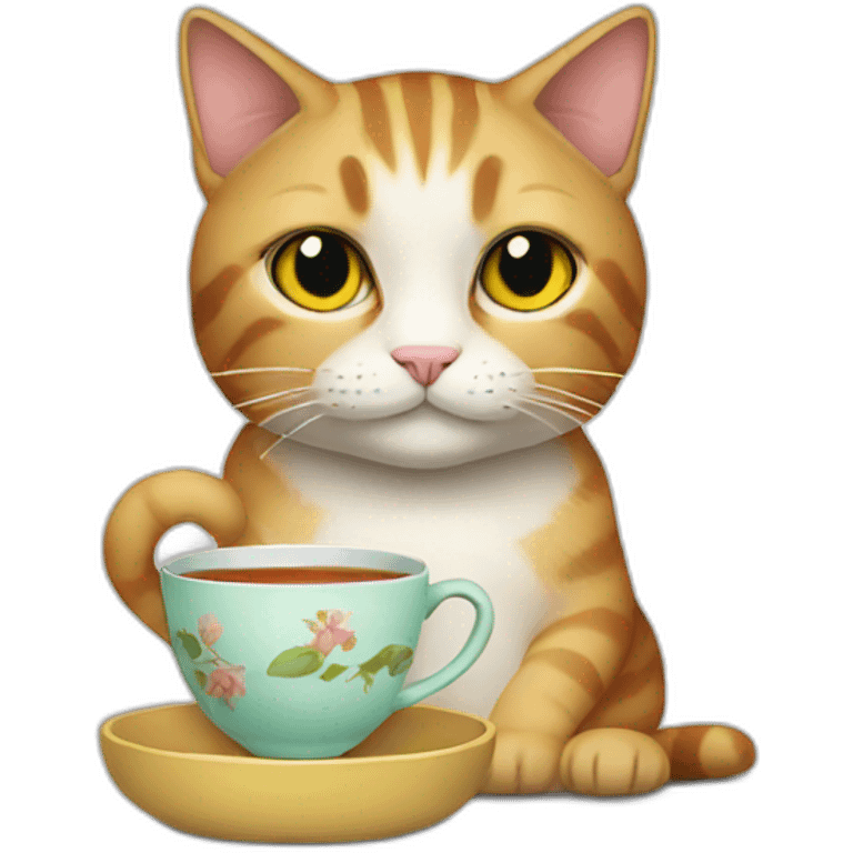 Cat with tea emoji