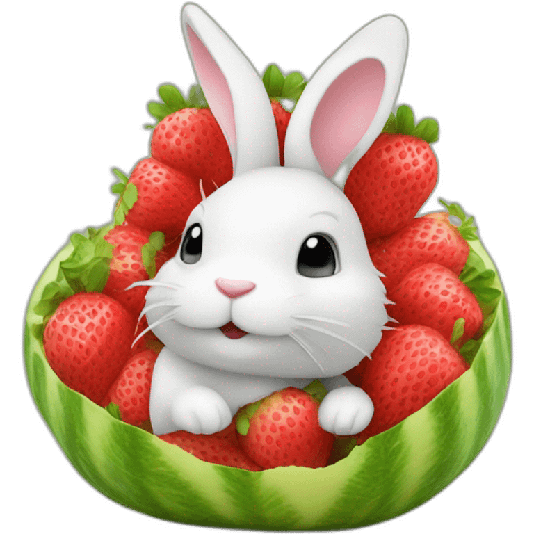 Un lapin sur une fraise emoji