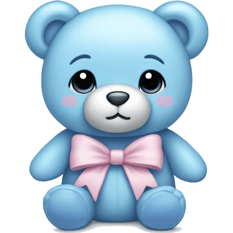 pastel blue teddy bear with bow emoji