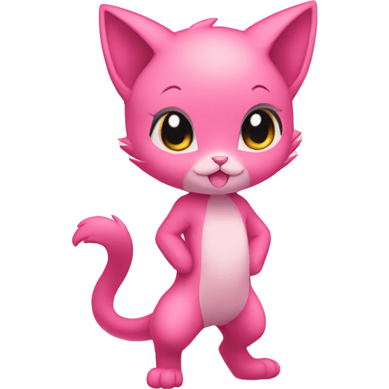 Pink Chibi Anthro Mew-Pokémon full body emoji