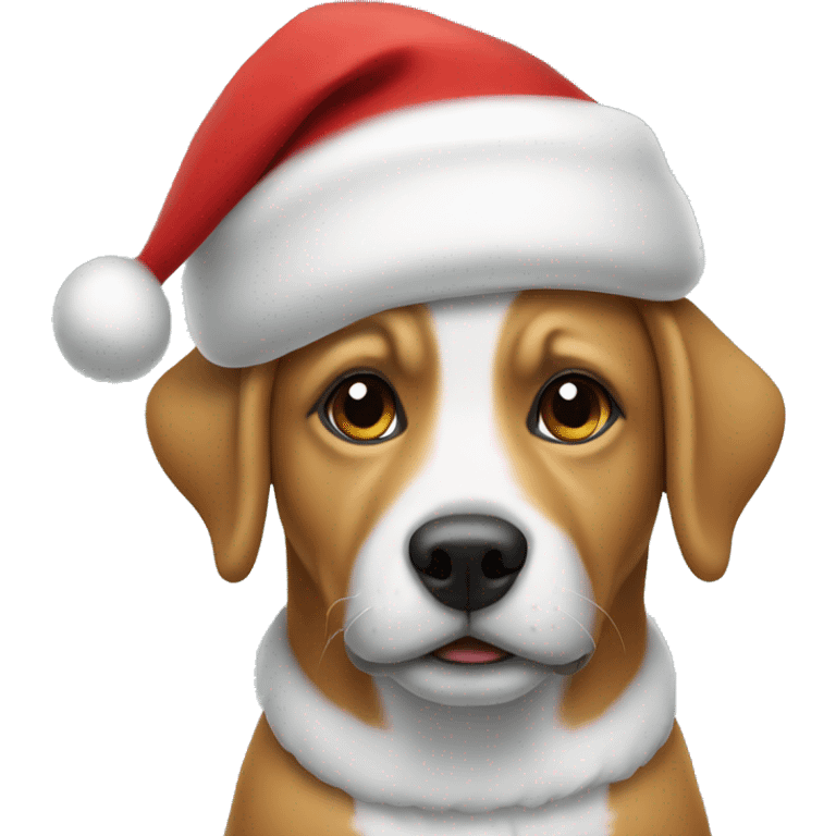 Dog wearing a Santa hat emoji