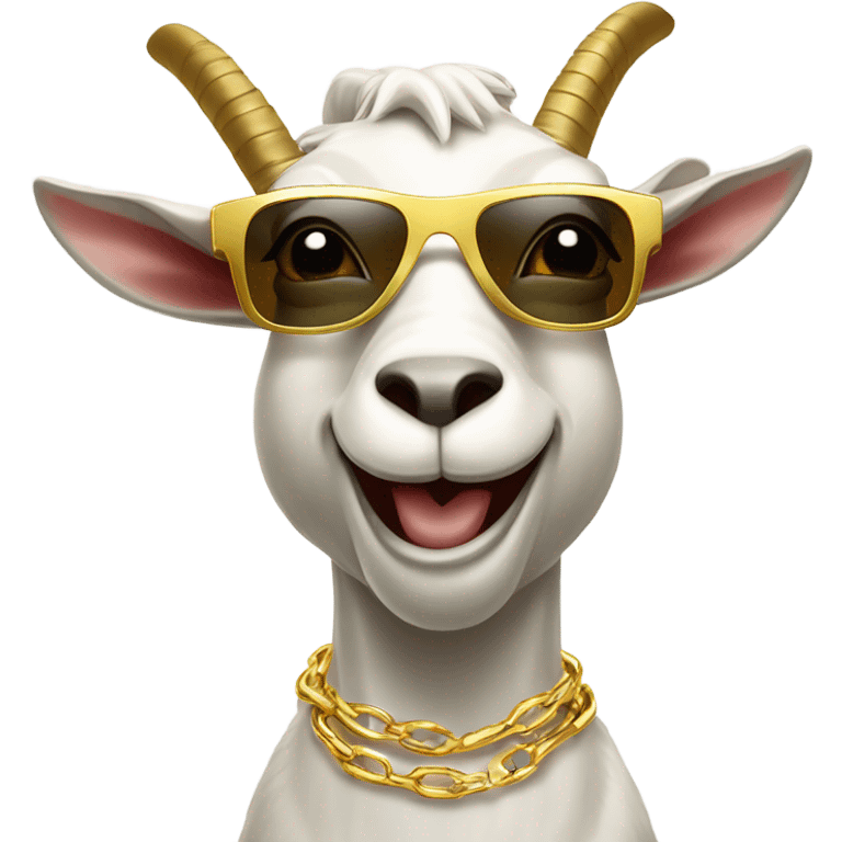 goat with gold sunglasses and $ chain emoji