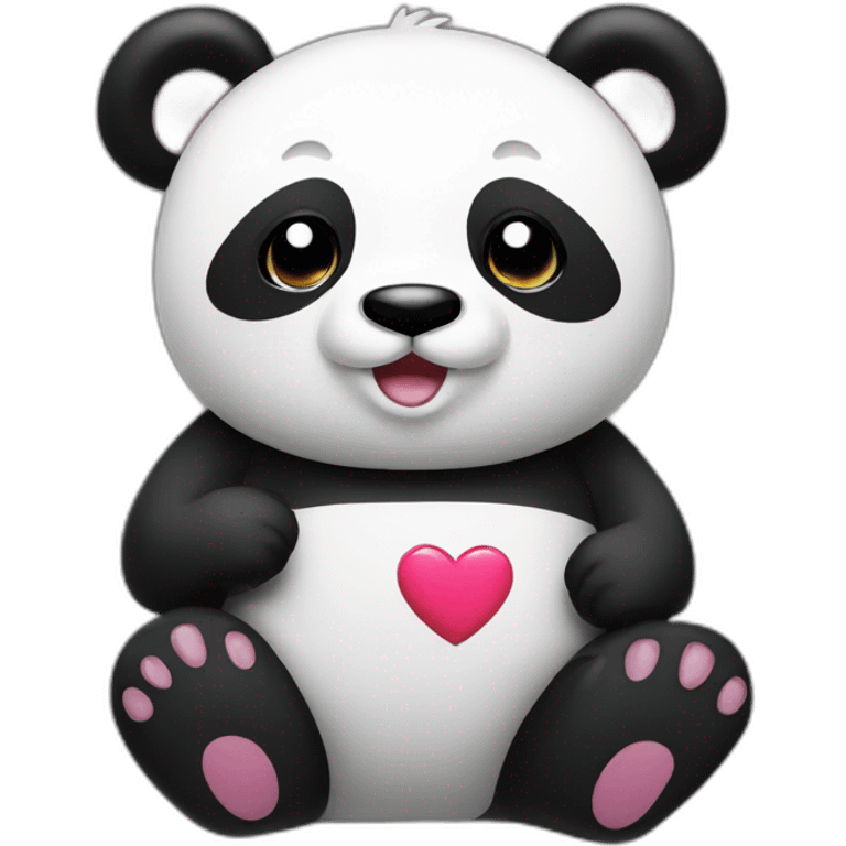 Panda holding i love you neon sign emoji