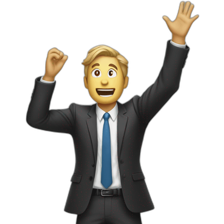 man in suit arms in the air summoning something emoji