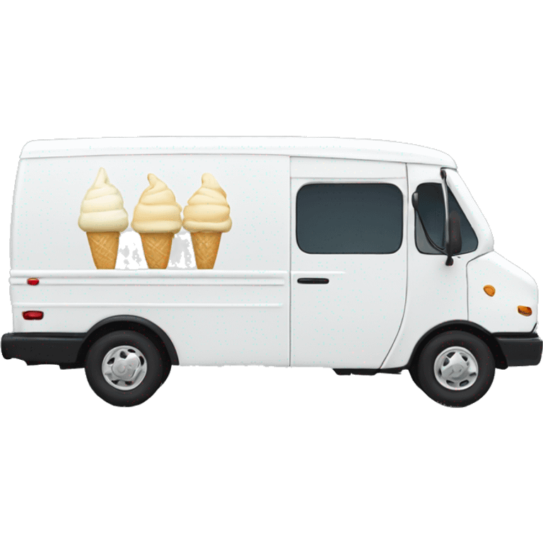 minimalistic white ice-cream van, profile view emoji