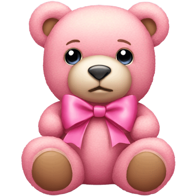 Pink teddy bear with bow emoji