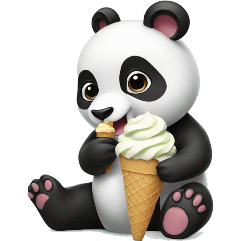 Panda eating ice cream emoji