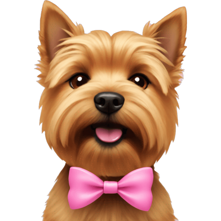 norwich terrier with pink bow on ear emoji