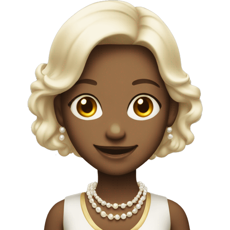 smiling girl with pearl necklace emoji