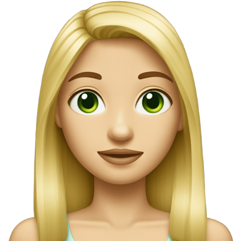 blonde girl straight hair green eyes emoji