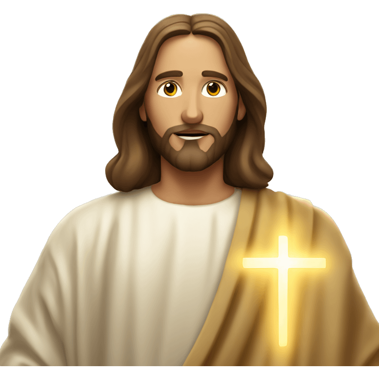 Jesus Christ wearing a robe with a gold light surrounding him  emoji