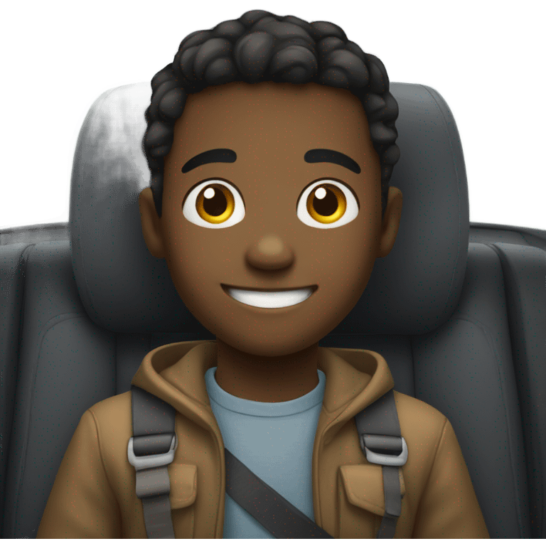 smiling boy in car interior emoji