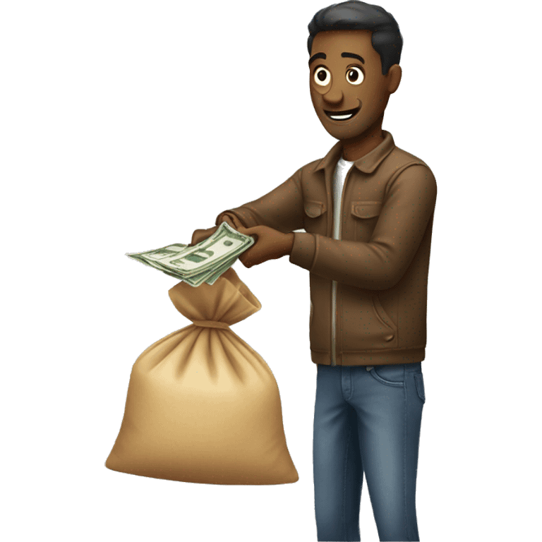 man paying money in a bag emoji