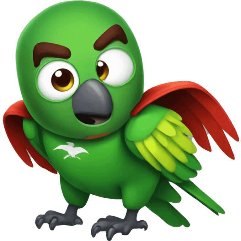 Scary parrot superhero emoji