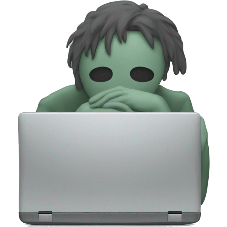 laptop with sad person emoji