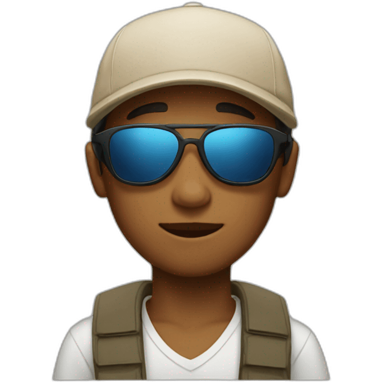 a boy with sunglasses and backwards cap emoji