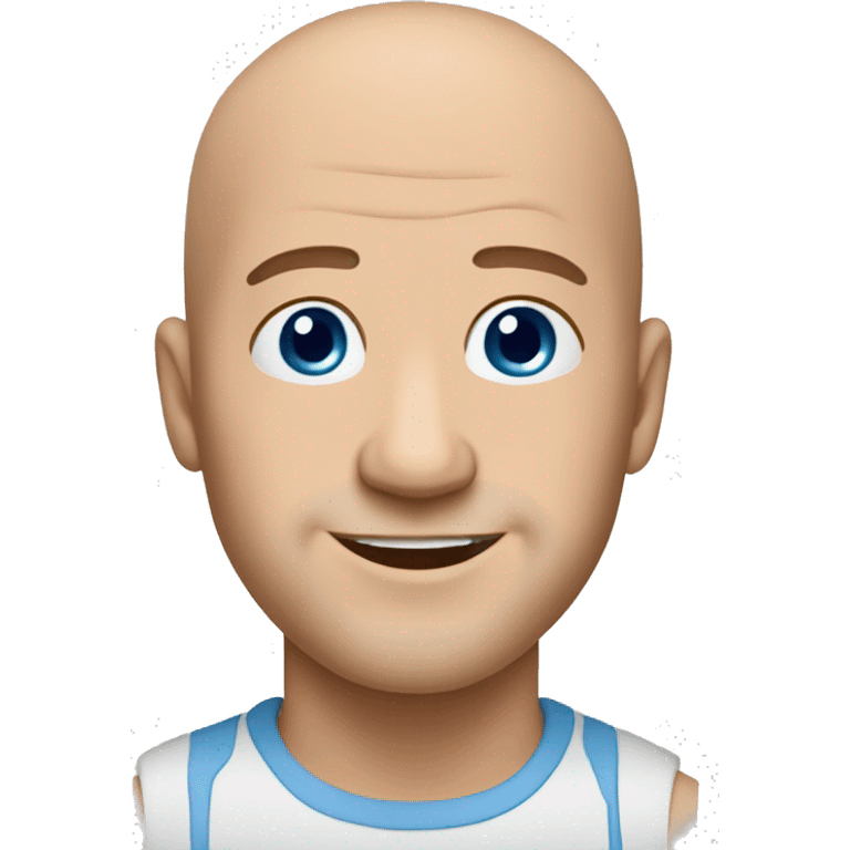 bald smiling man shaven blue eyes big chin emoji