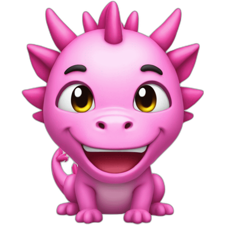 3d emoji,  transparent background, show face only, pink dragon with sad smile, cute style emoji