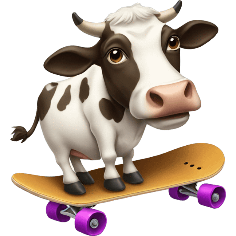 Cow with mustache on a skateboard  emoji