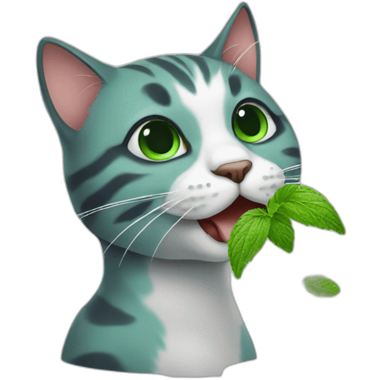 cat eating mint emoji