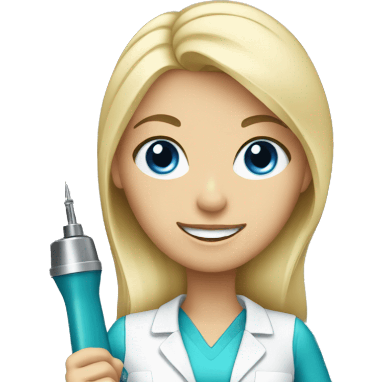 female dentist blonde with blue eyes holding drill emoji