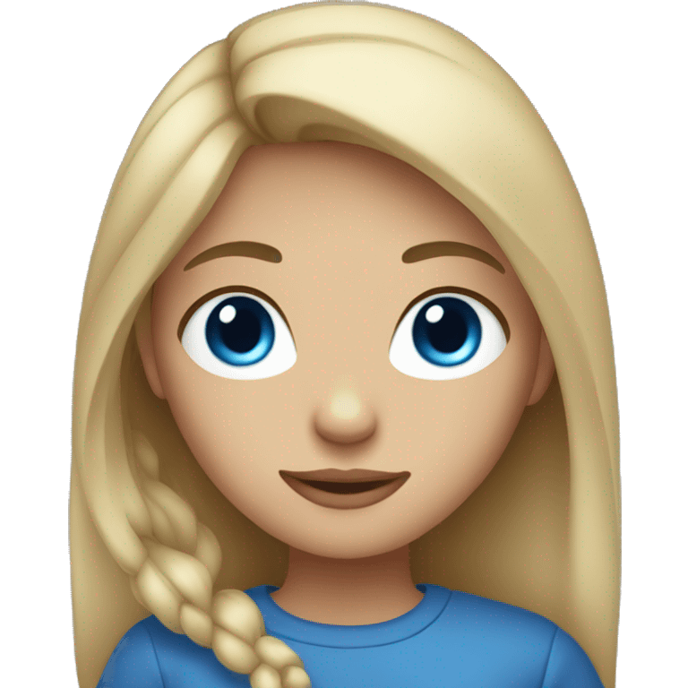 A girl with dark blond Hair and Blue eyes  emoji