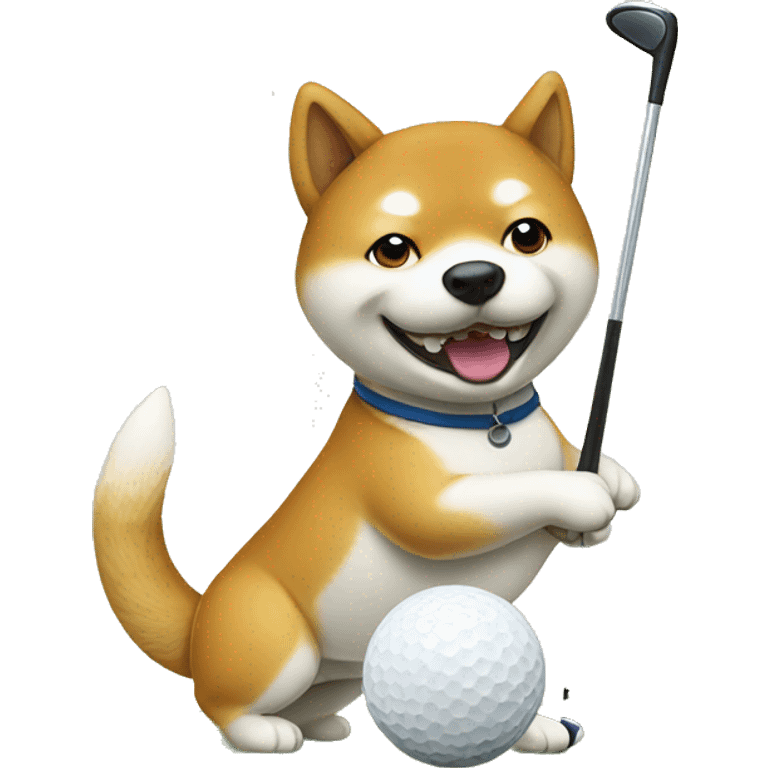 Shiba playing golf emoji