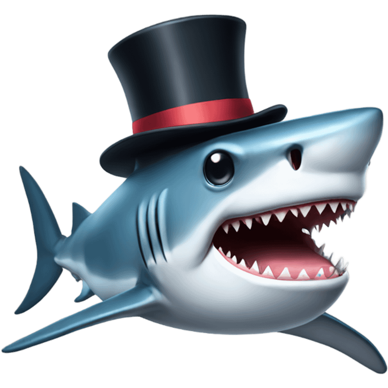 Shark with a top hat emoji