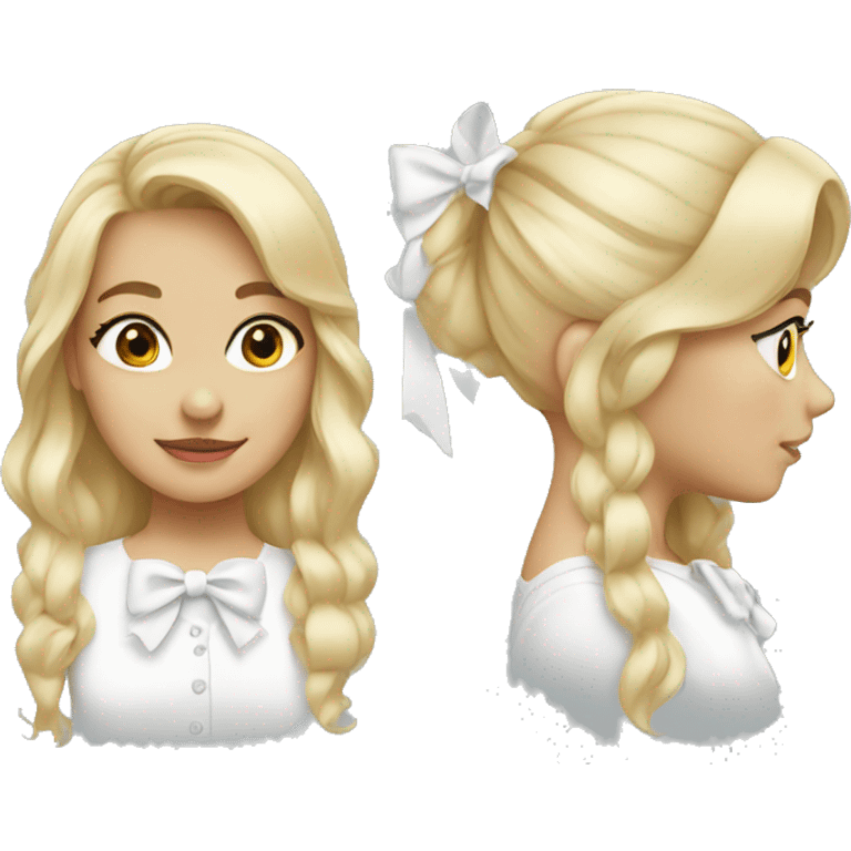 Blonde girl with white bow emoji