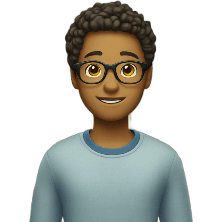 boy with glasses in a yellow house emoji