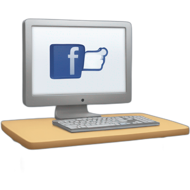 computer screen with facebook logo  emoji