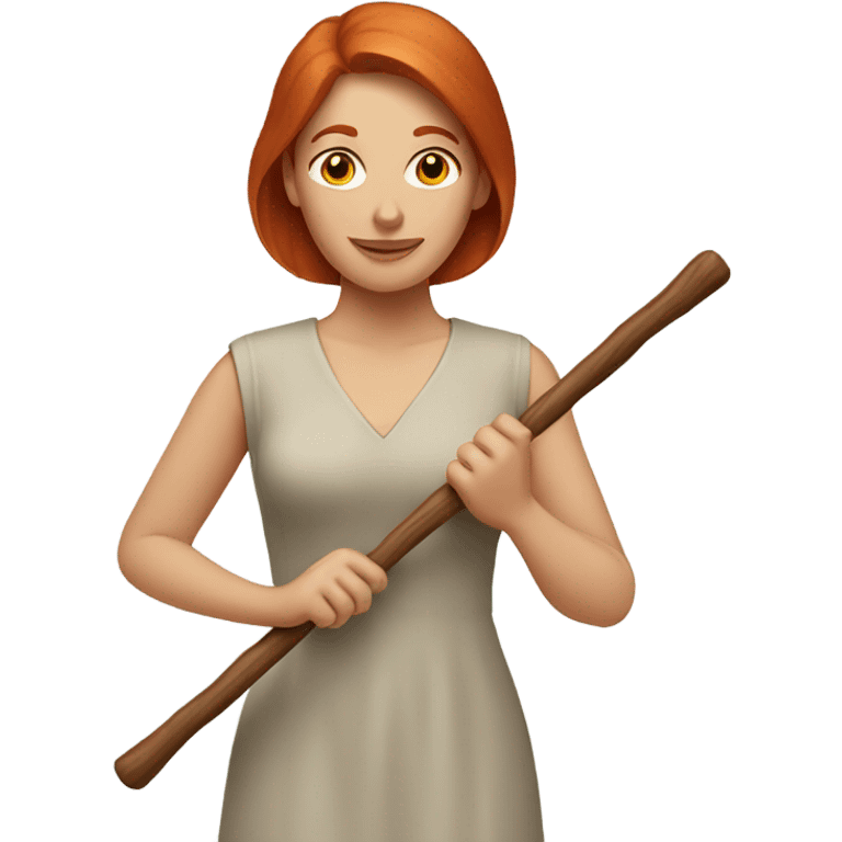 Redhead woman with a stick emoji