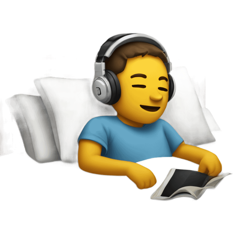 Listening to music in bed with headphones on emoji