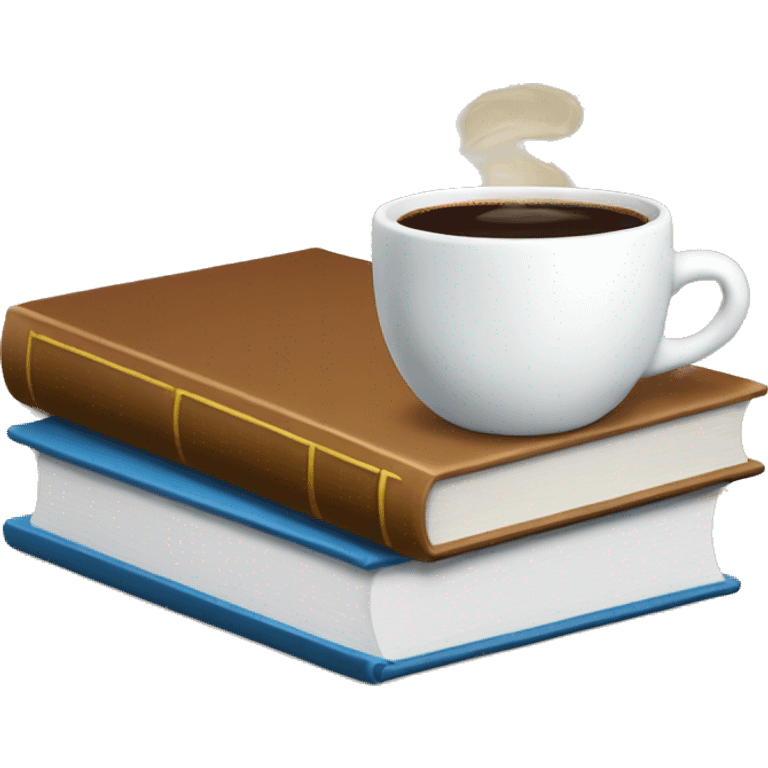 stacked books with a cup of coffee on top emoji