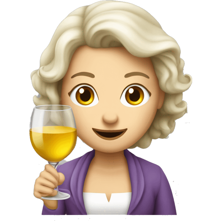 Langhaarige schicke Dame mit Weißwein  emoji