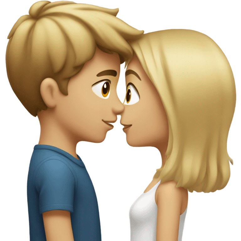 Blonde girl and brown haired boy kissing emoji