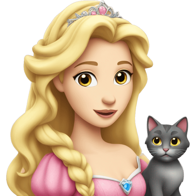 Princess Aurora Whit Cat pink  emoji