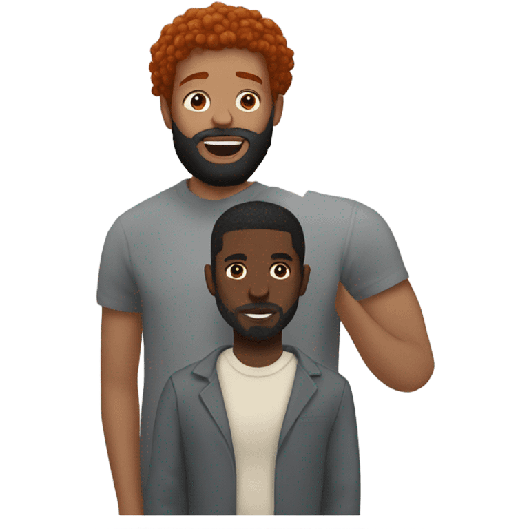 Man with red hair kisses black man with beard and short braids  emoji