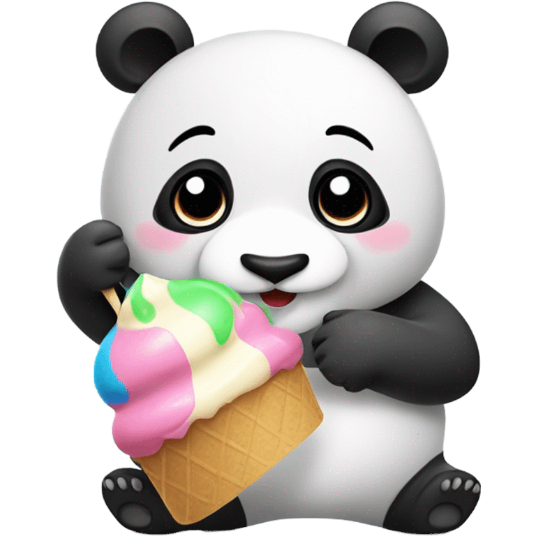 Panda eating ice cream emoji