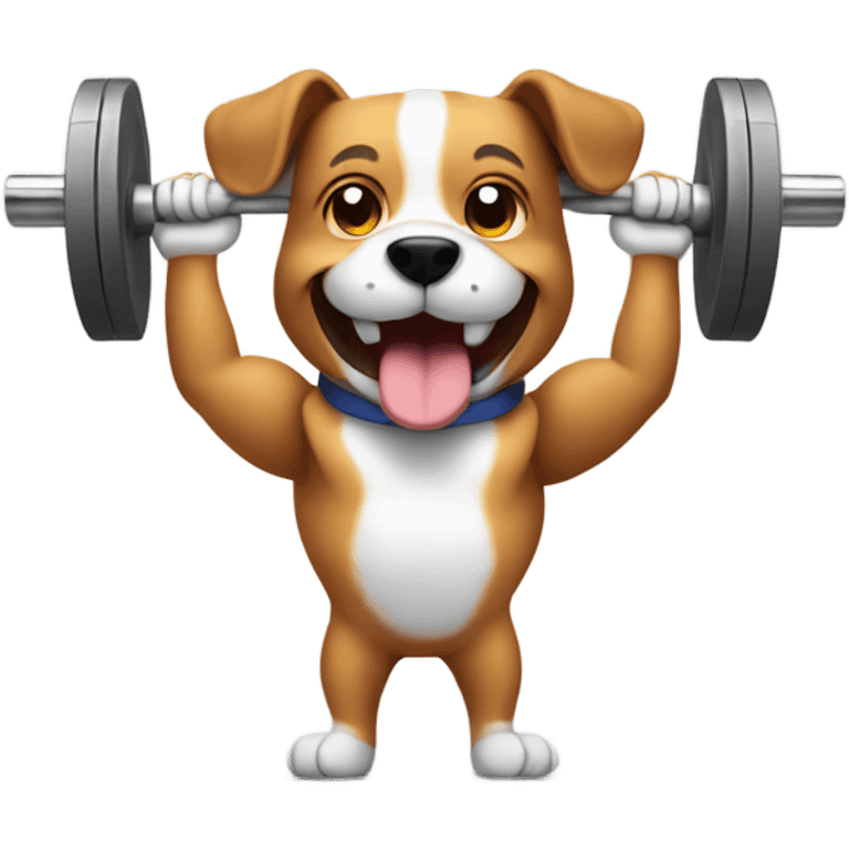 Happy dog weight lifting  emoji