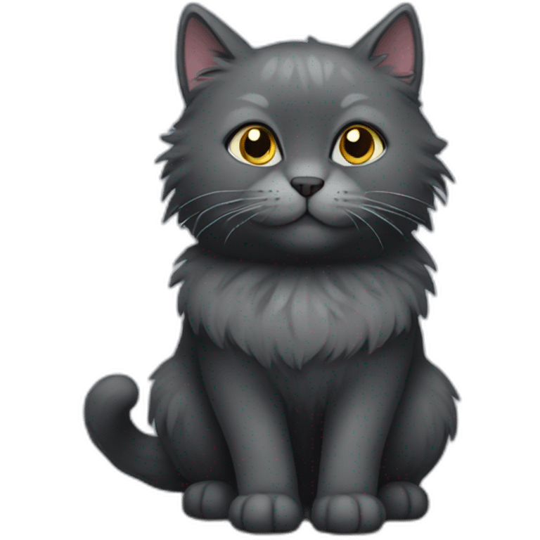 fluffy dark grey cat emoji