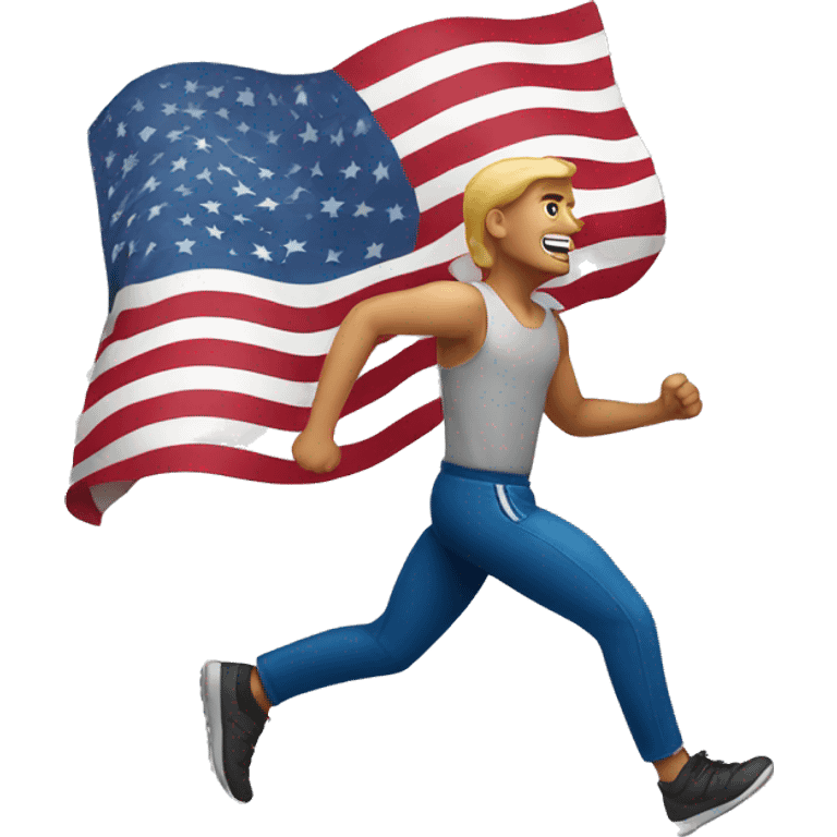 a man running with an american flag emoji