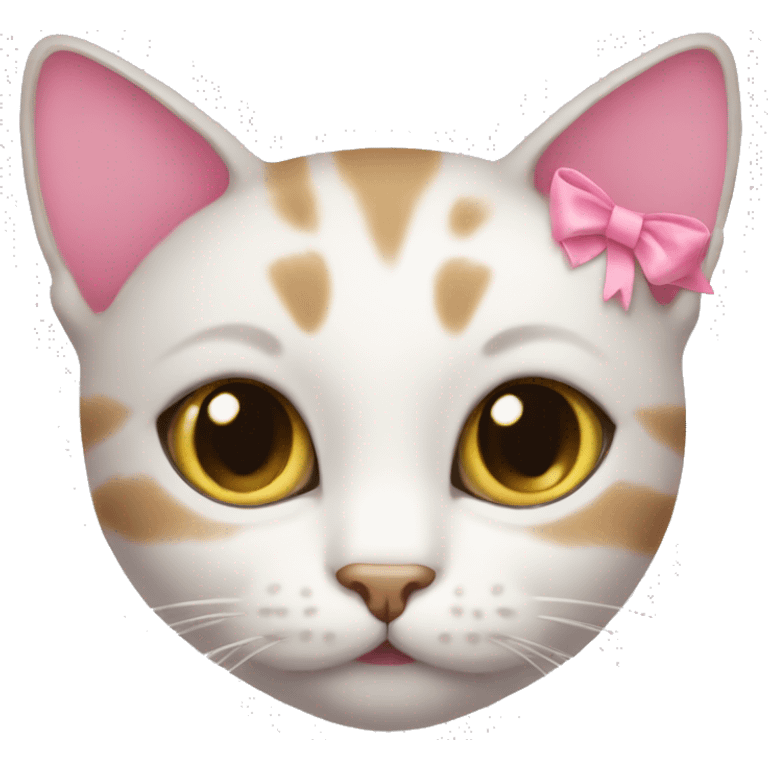 Cat with a tiny pink bow emoji