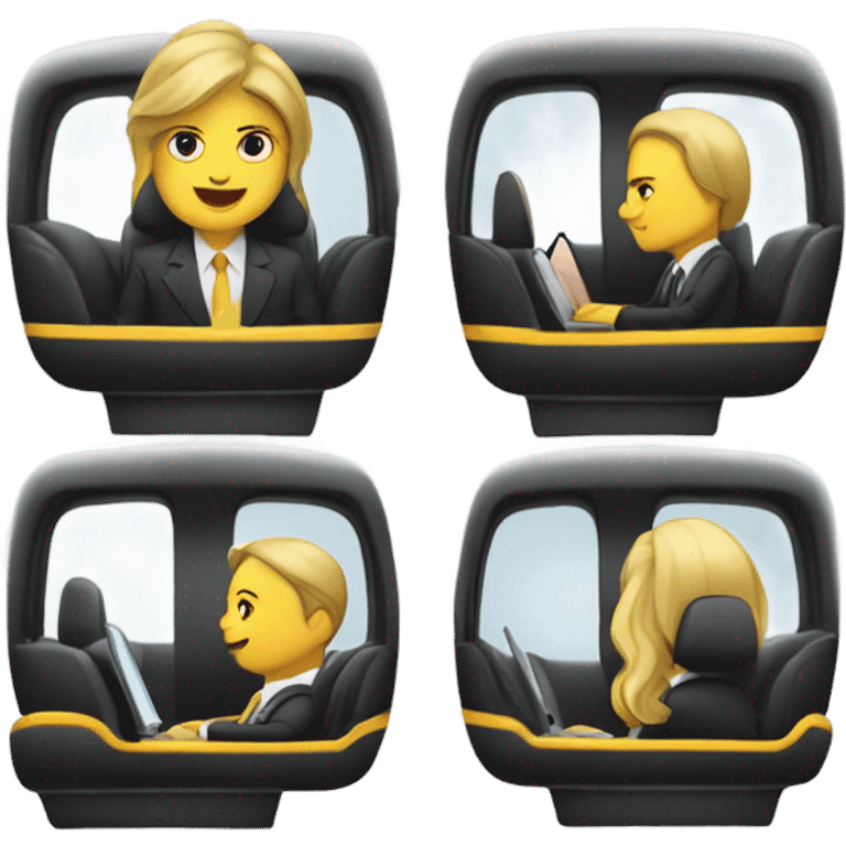 office workers in a taxi cab emoji