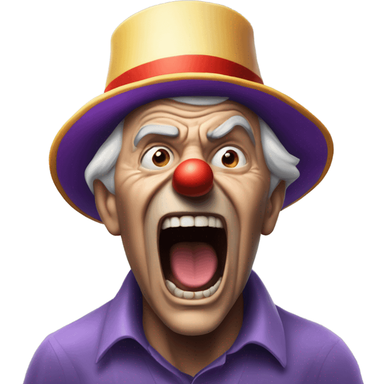 old man screaming of fear in a clown hat emoji